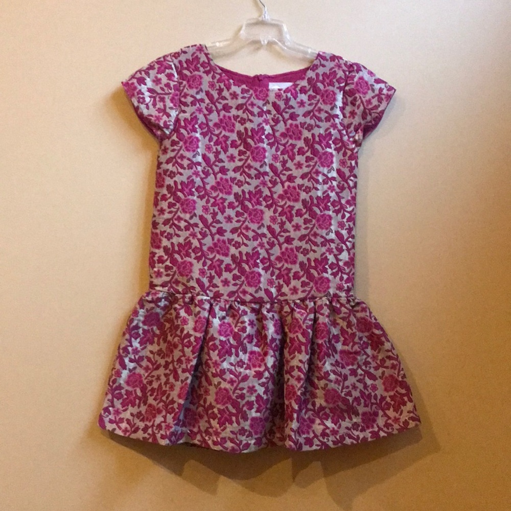 GIRLS PEEK SIZE 8 GOLD & MAGENTA DROP WAIST DRESS